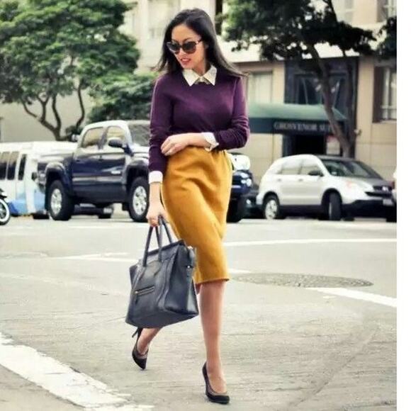 J.Crew No. 2 Mustard Wool Pencil Skirt | Fall Prep Chic Office Capsule Classic - Picture 1 of 13